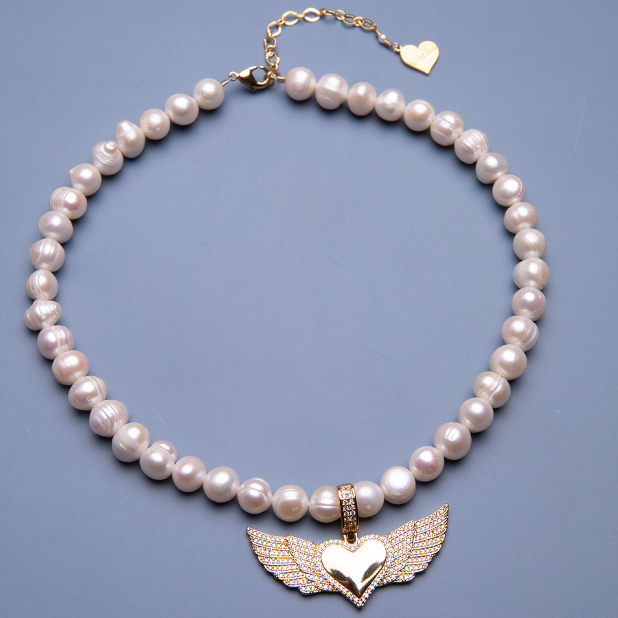 Pearl Angel Wings Necklace
