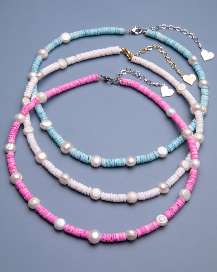 Puka Shell Pearl Necklace