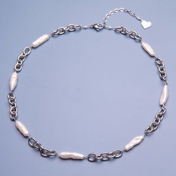 Pearl Bar Chain Necklace