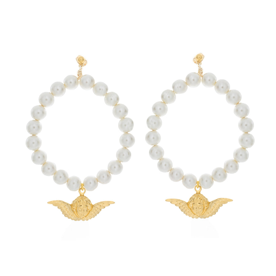 Angelic Pearl Hoop Earrings