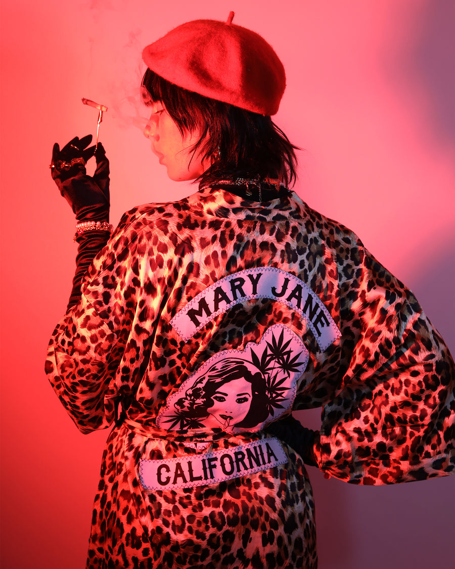 Leopard Mary Jane Gang Smoking Robe