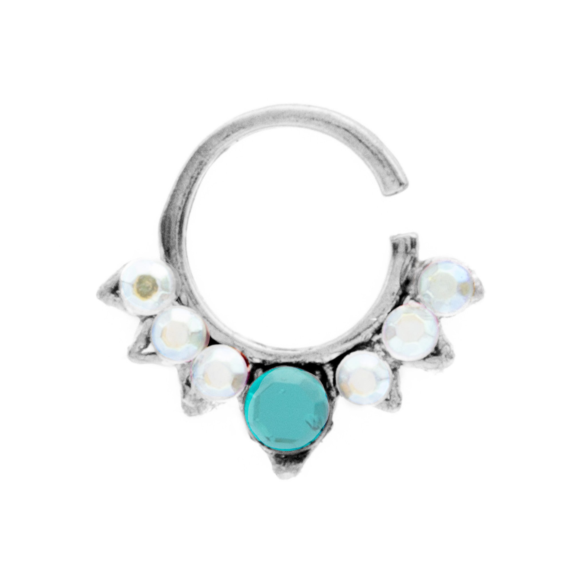 Emerald and Rainbow Jewel Aurora Ring