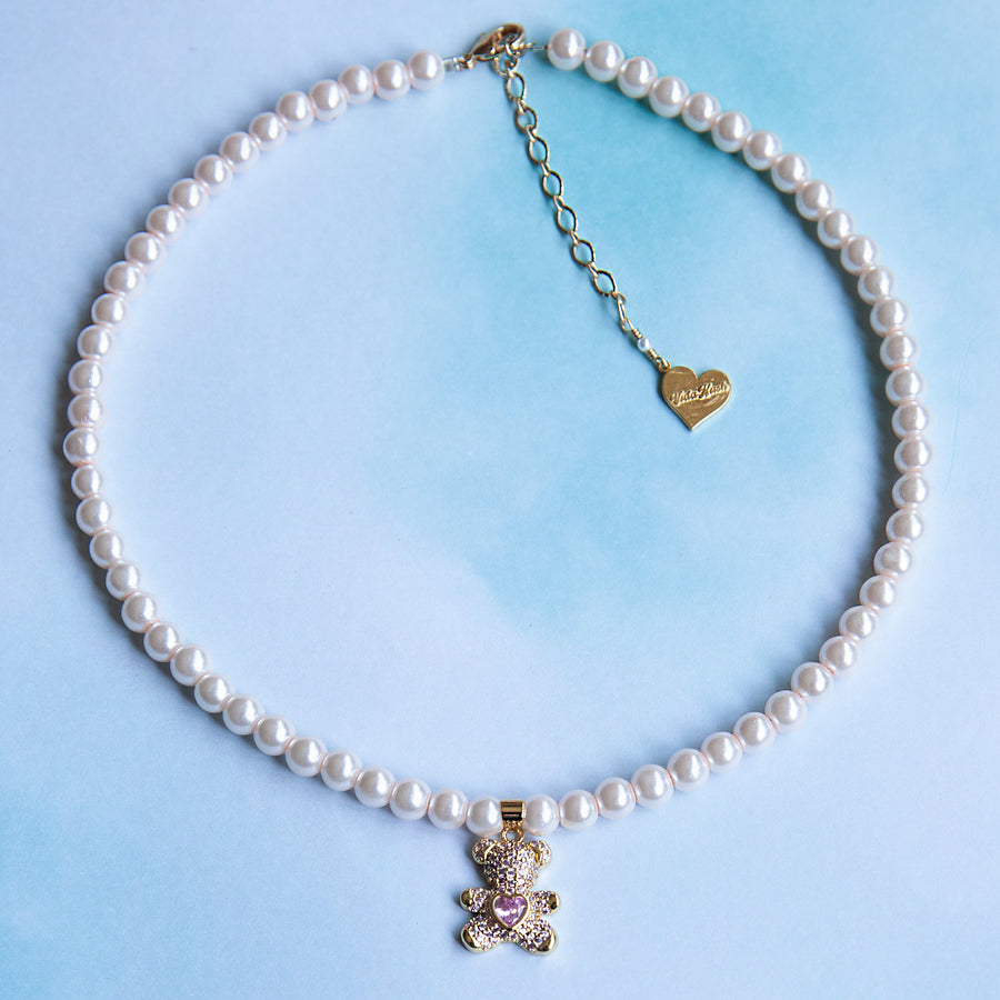 Pearl Teddy Bear Necklace