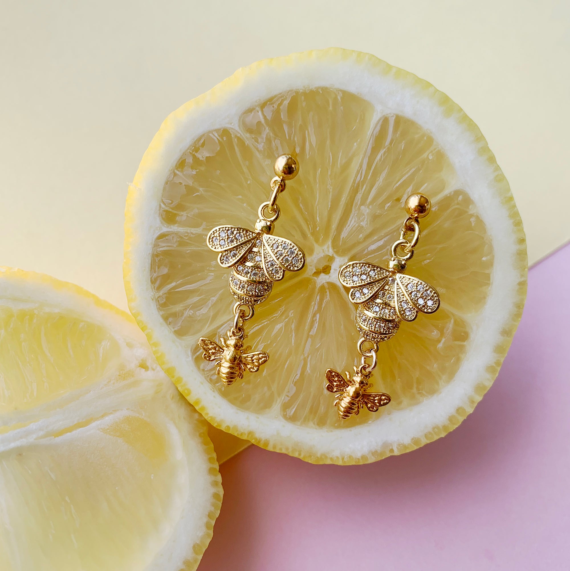rhinestone bee earrings