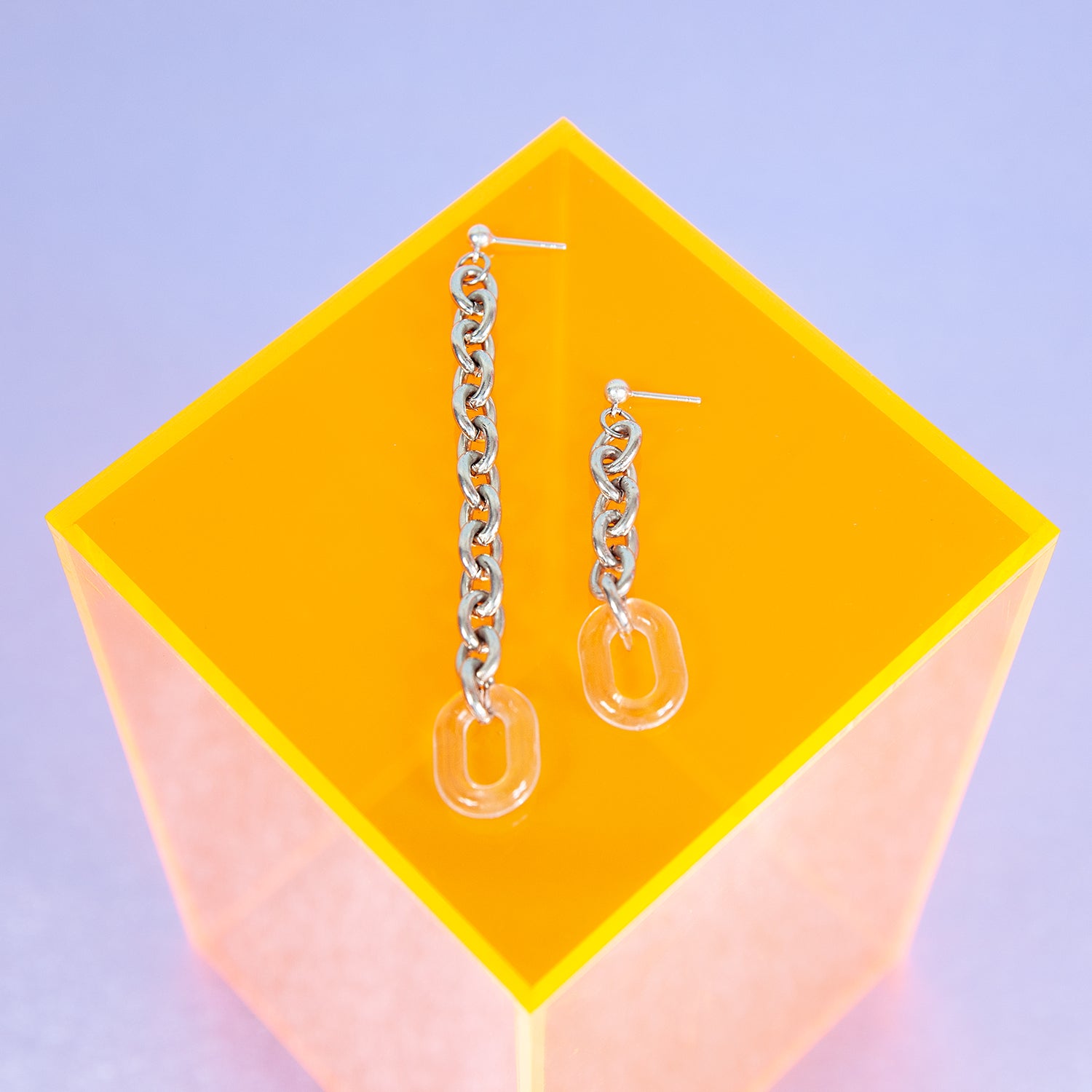 Misfit Clear Chain Earrings