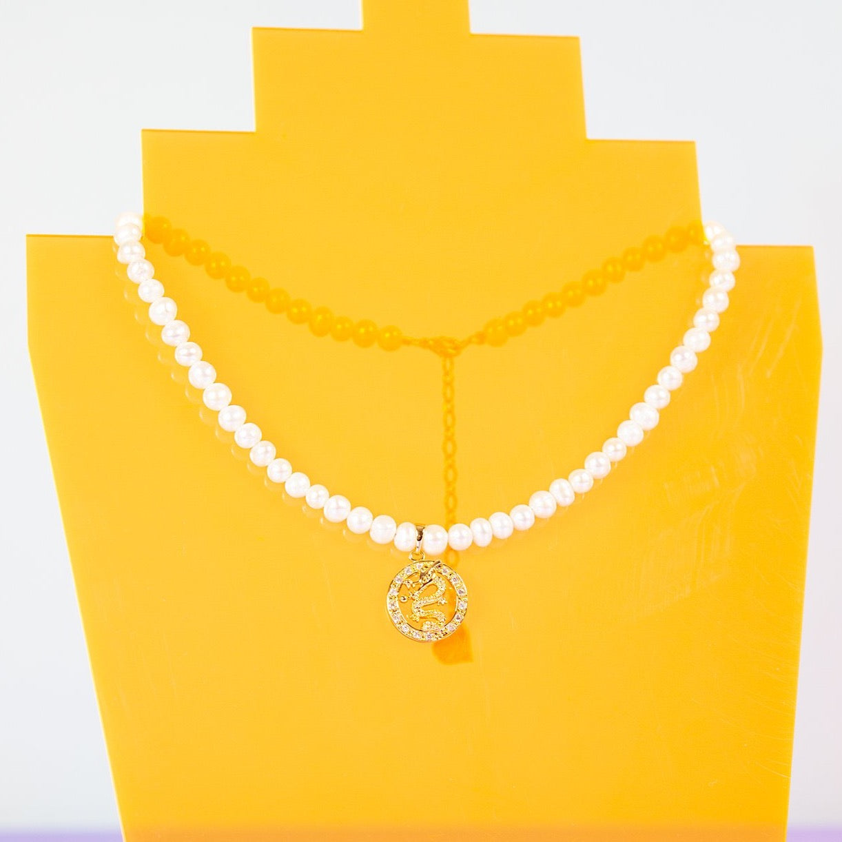 Pearl Dragon Medallion Necklace