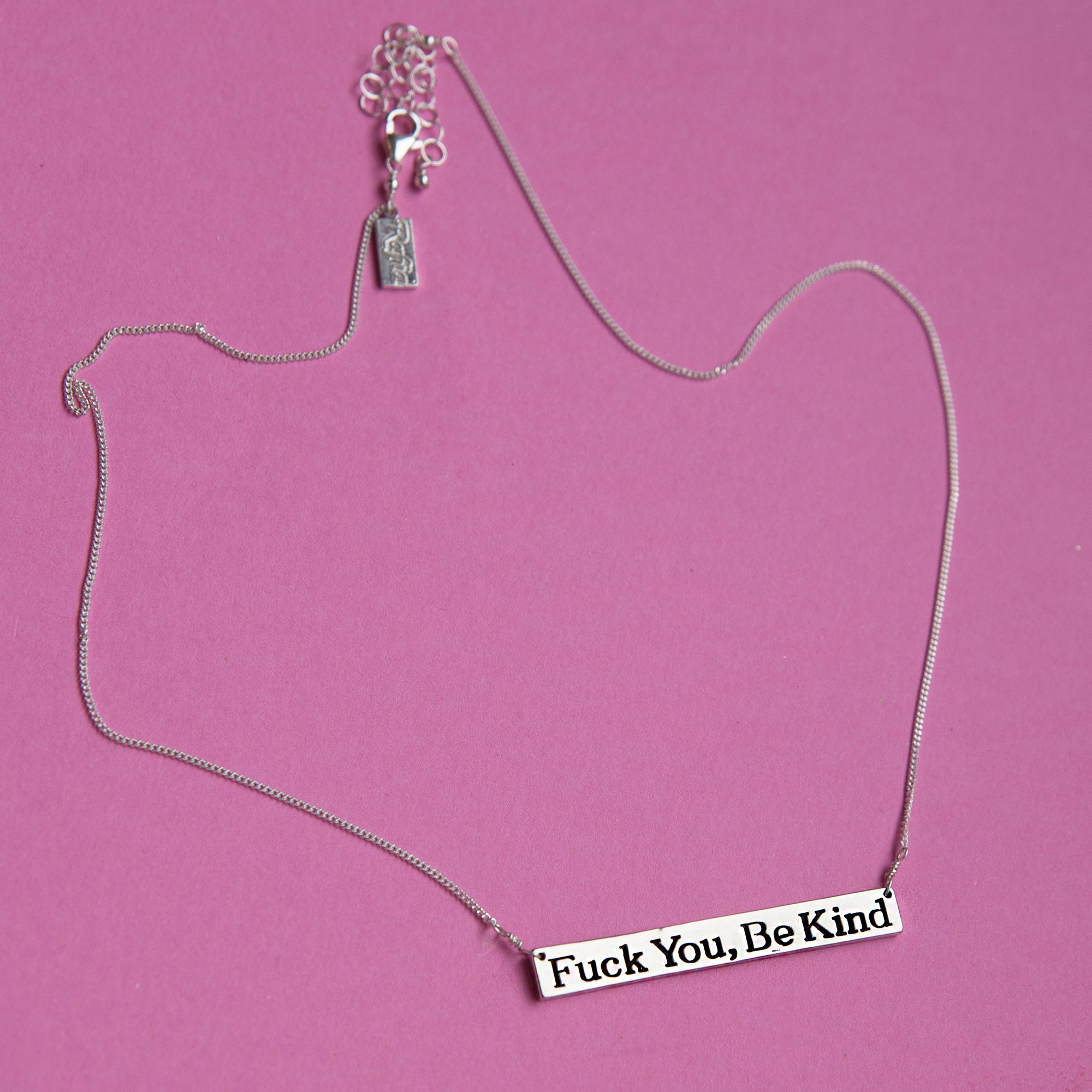 Fuck You, Be Kind Nameplate Necklace