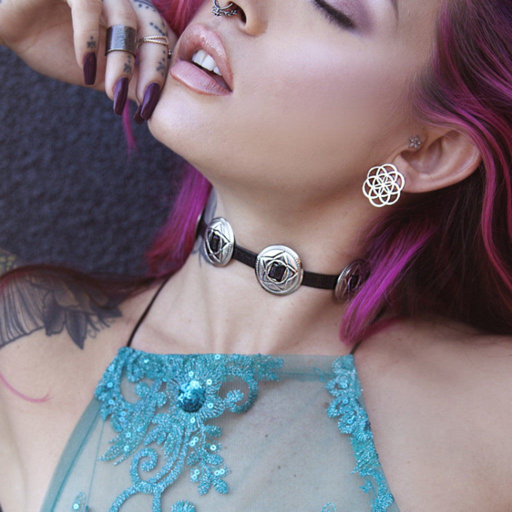 Leather Concho Choker