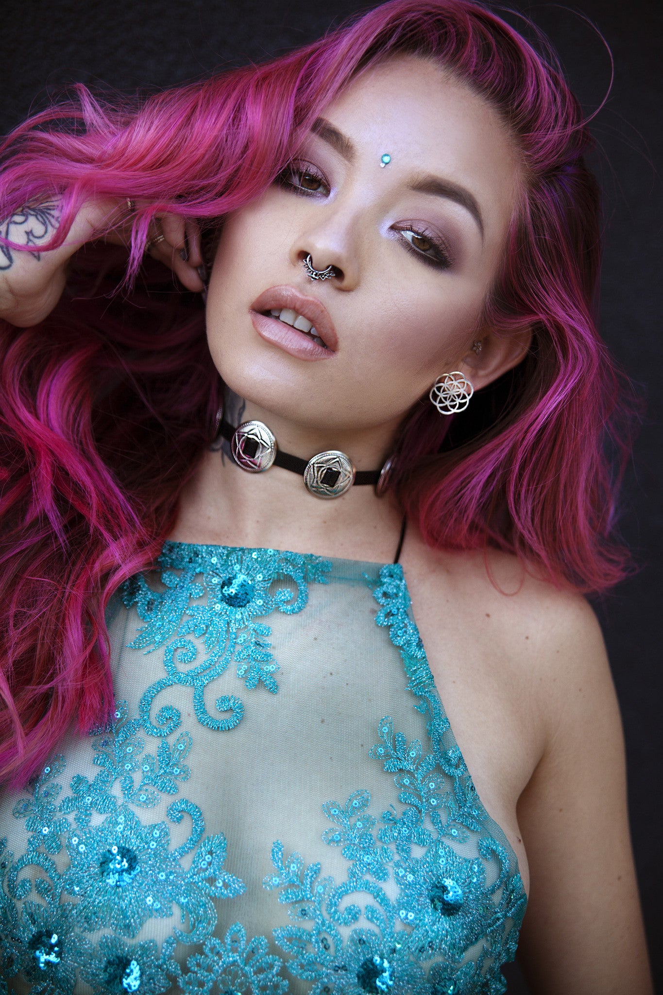 Leather Concho Choker