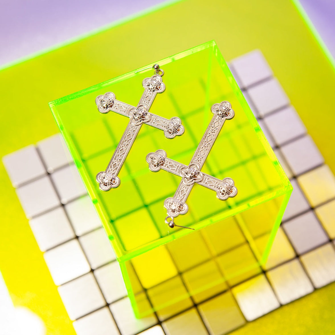 Budded Cross Earrings