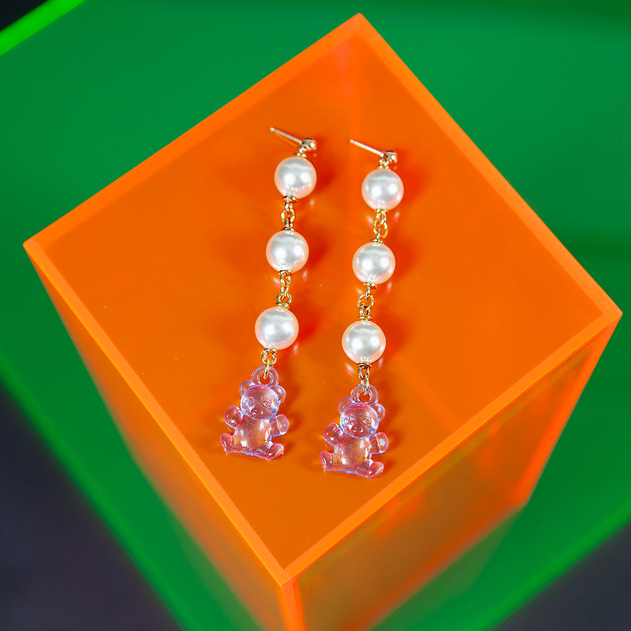 Pearl Gummy Bear Earrings