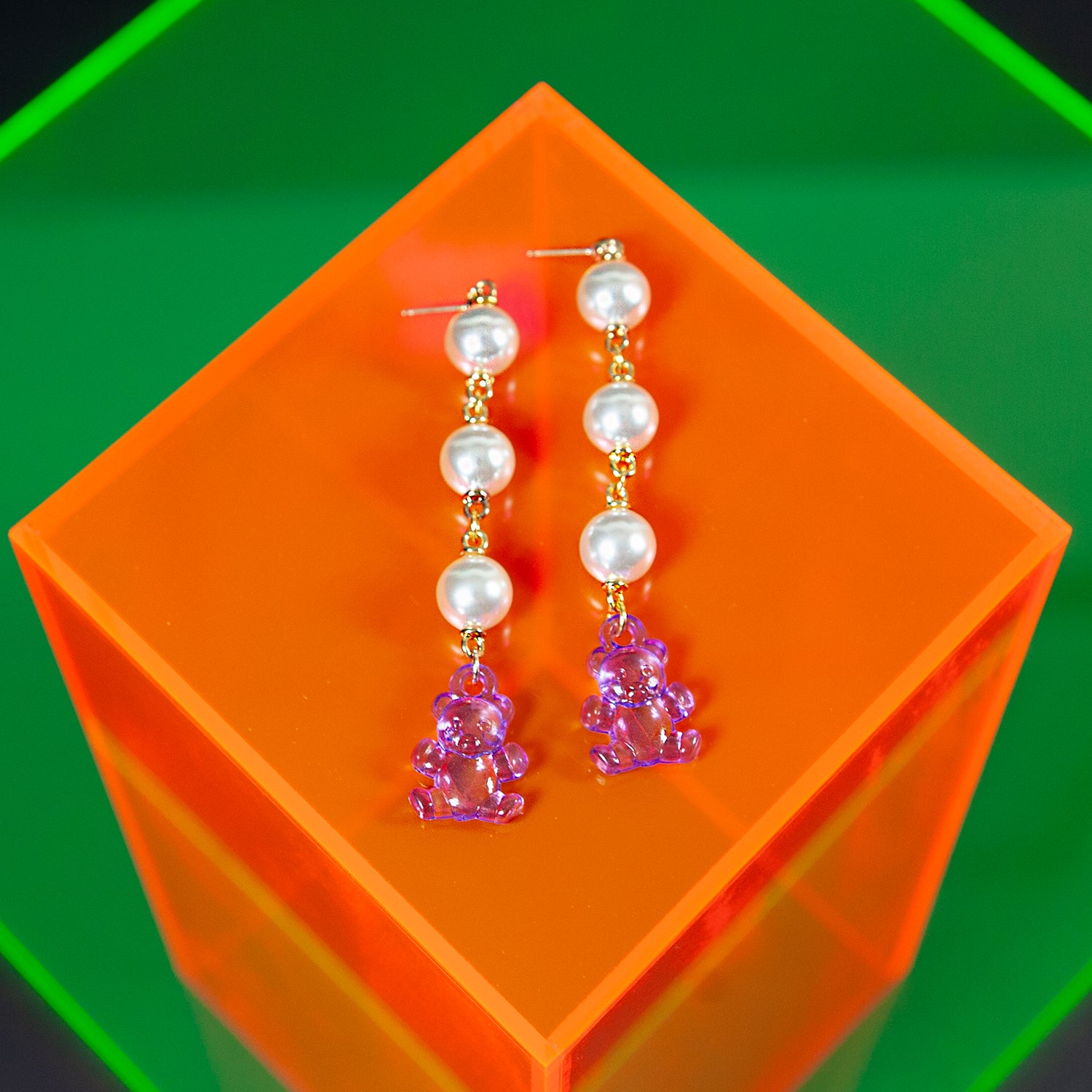Pearl Gummy Bear Earrings