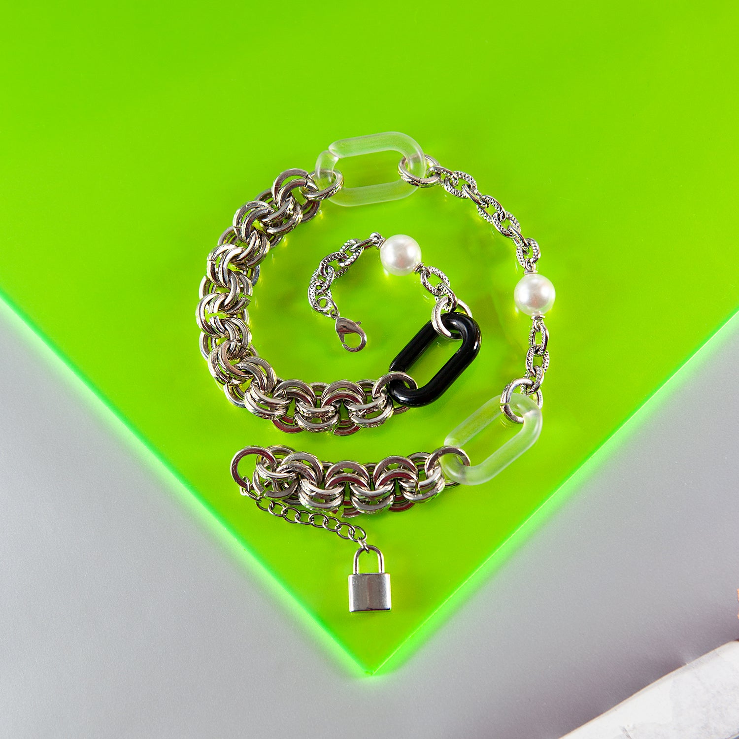 Pearl Clear Chain Wrap Bracelet