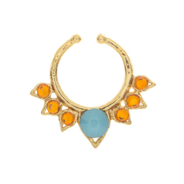 Turquoise and Orange Jewel Aurora Clip