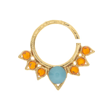 Turquoise and Orange Jewel Aurora Ring