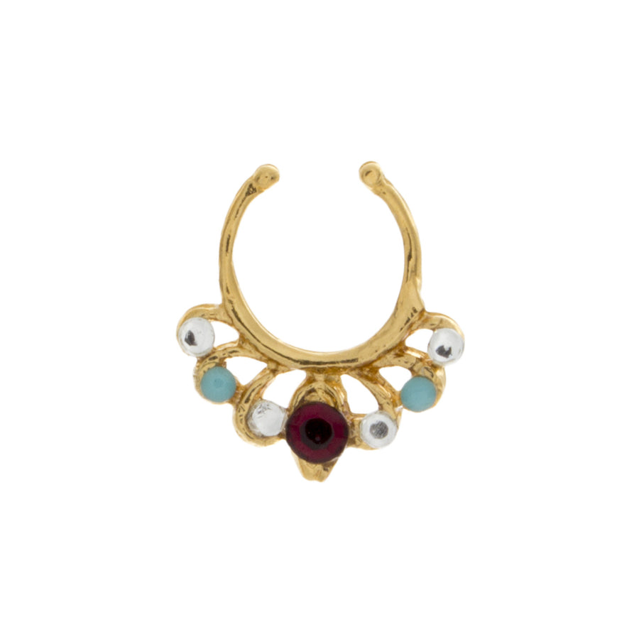 Jeweled Garnet, Clear, and Turquoise Europa Clip