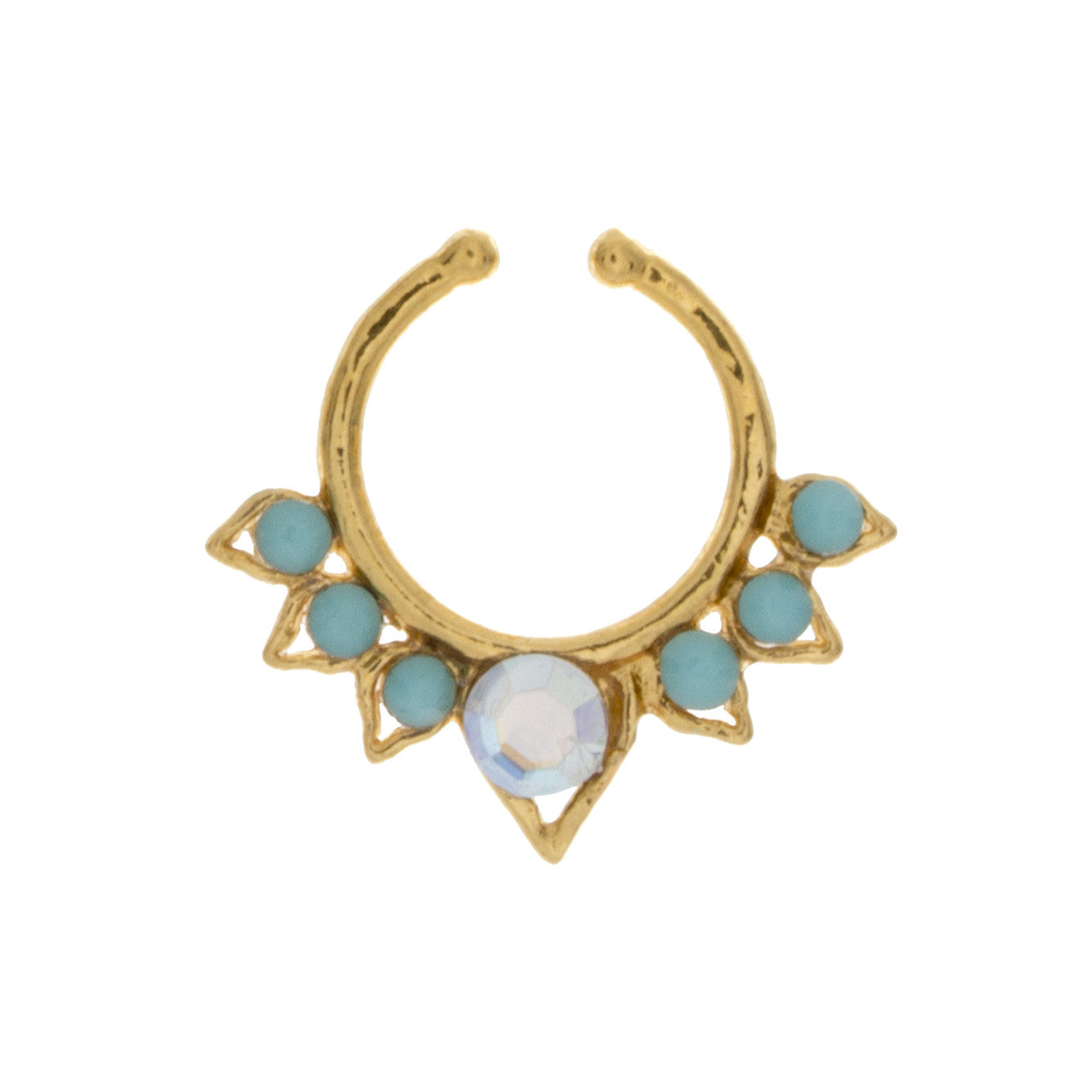 Fancy Turquoise and Rainbow Jeweled Septum Clip