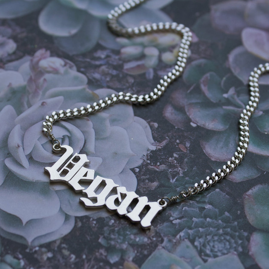 Vegan Nameplate Necklace