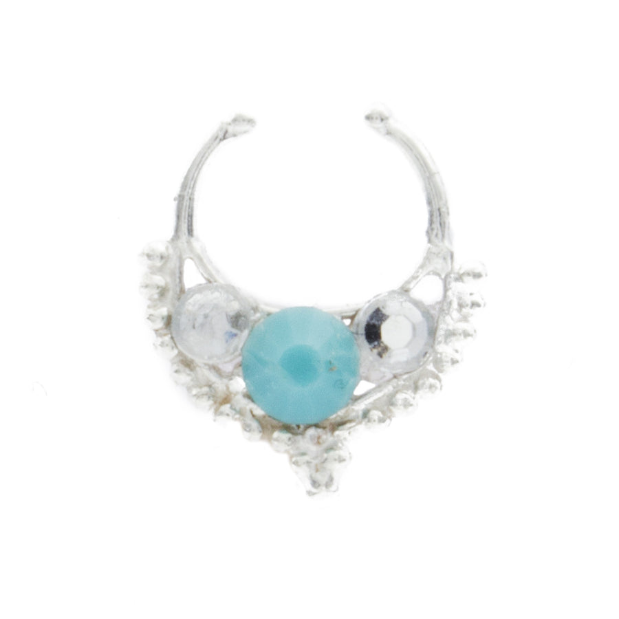 Turquoise and Clear Jewel Freya Clip