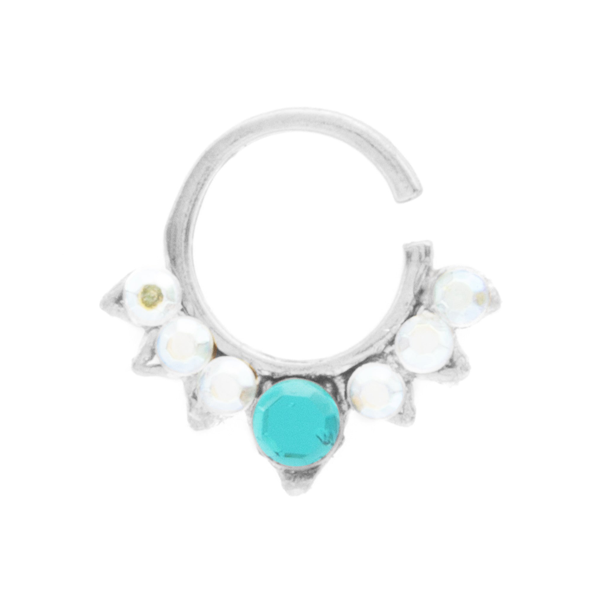 Emerald and Rainbow Jewel Aurora Ring