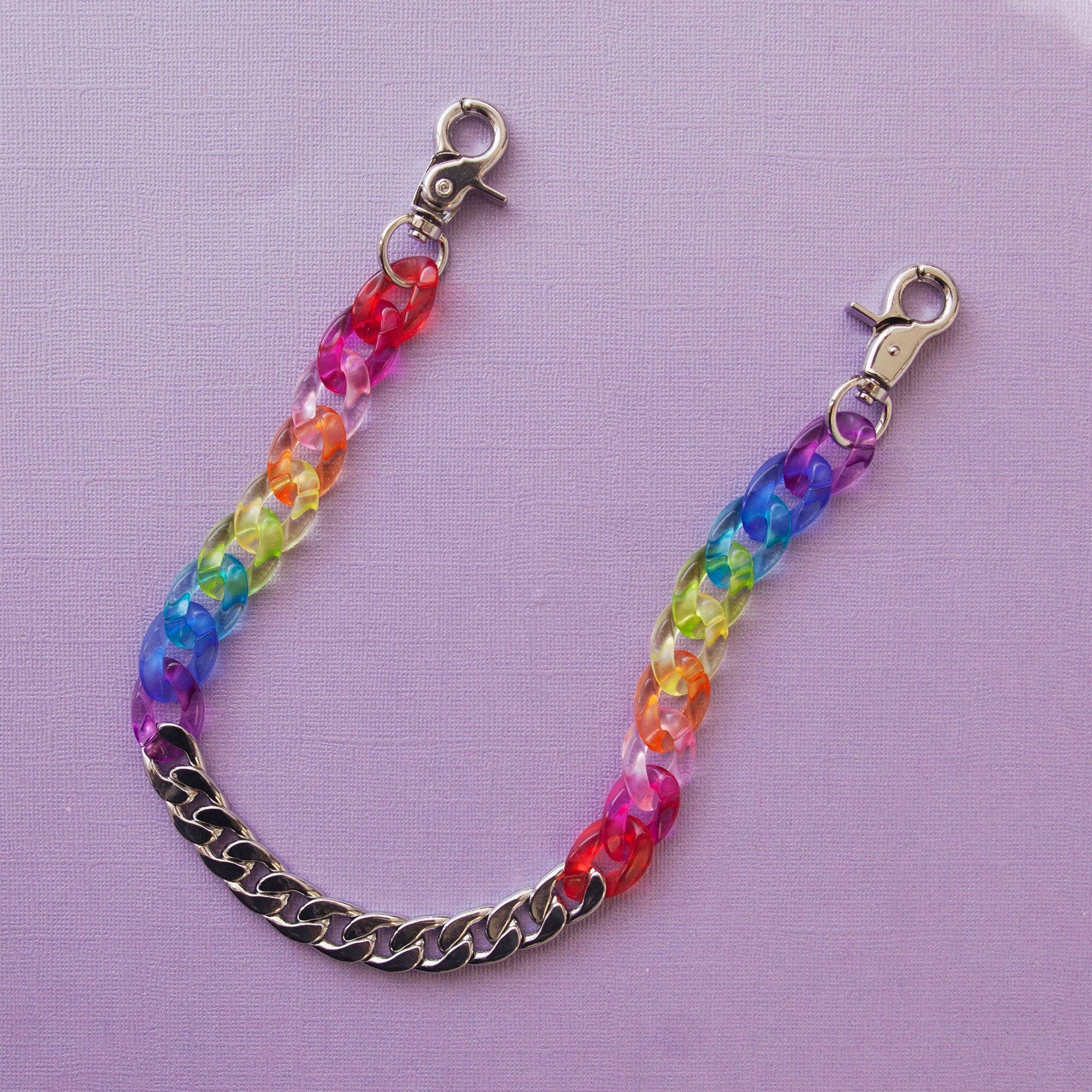 Rainbow Clear Metal Pocket Chain