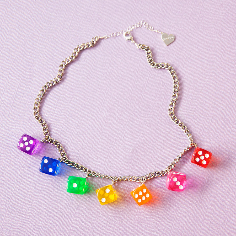 Crystal Clear Dice Necklace